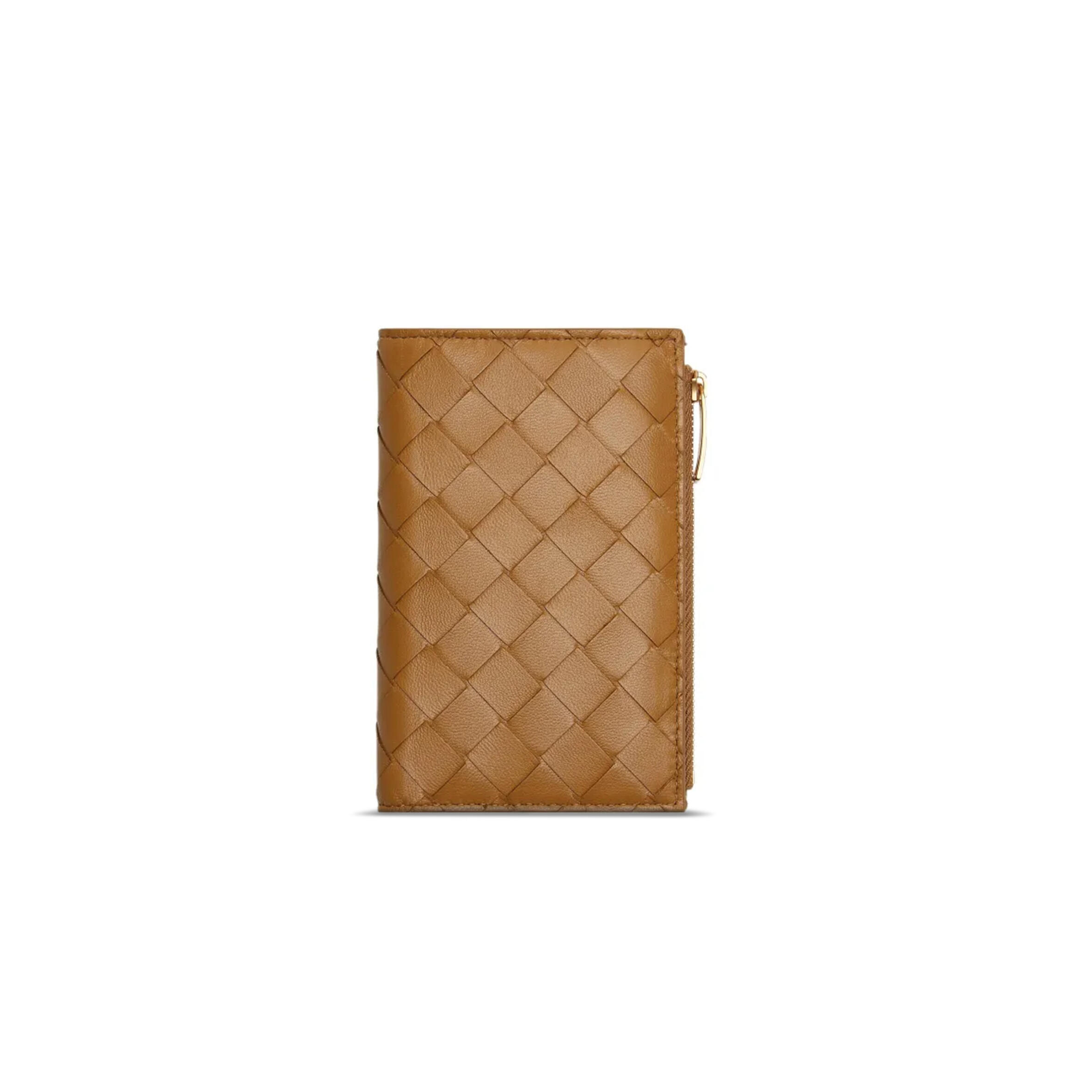 b0tt*ga Ven*ta medium intrecciato bi-fold zip wallet 667468vcpp29830 (14.5*9.3*2cm)